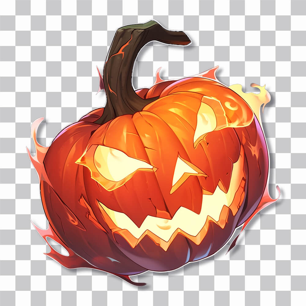 halloween pumpkin on fire sticker cover