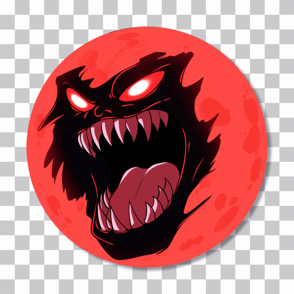 halloween red monster moon sticker cover