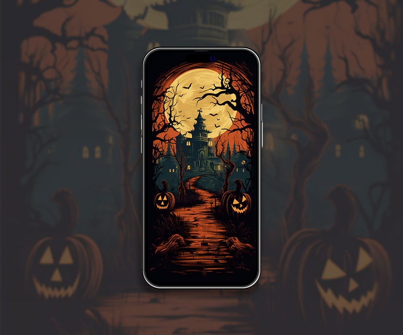 Halloween style rétro fond d’écran sombre vintage poster wallpaper