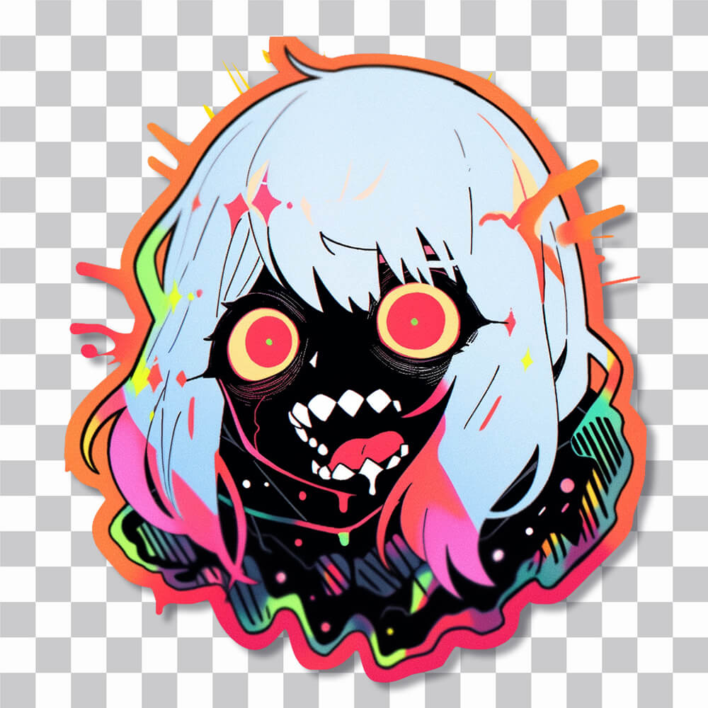 halloween scary zombie girl colorful sticker cover