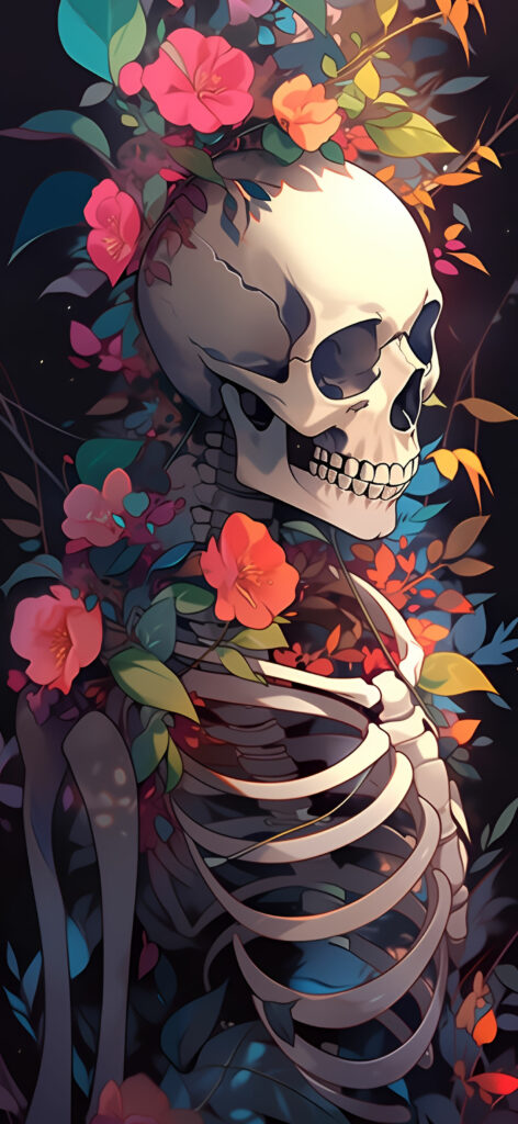 Halloween Skeleton & Flowers Wallpapers - Halloween Wallpaper 4k