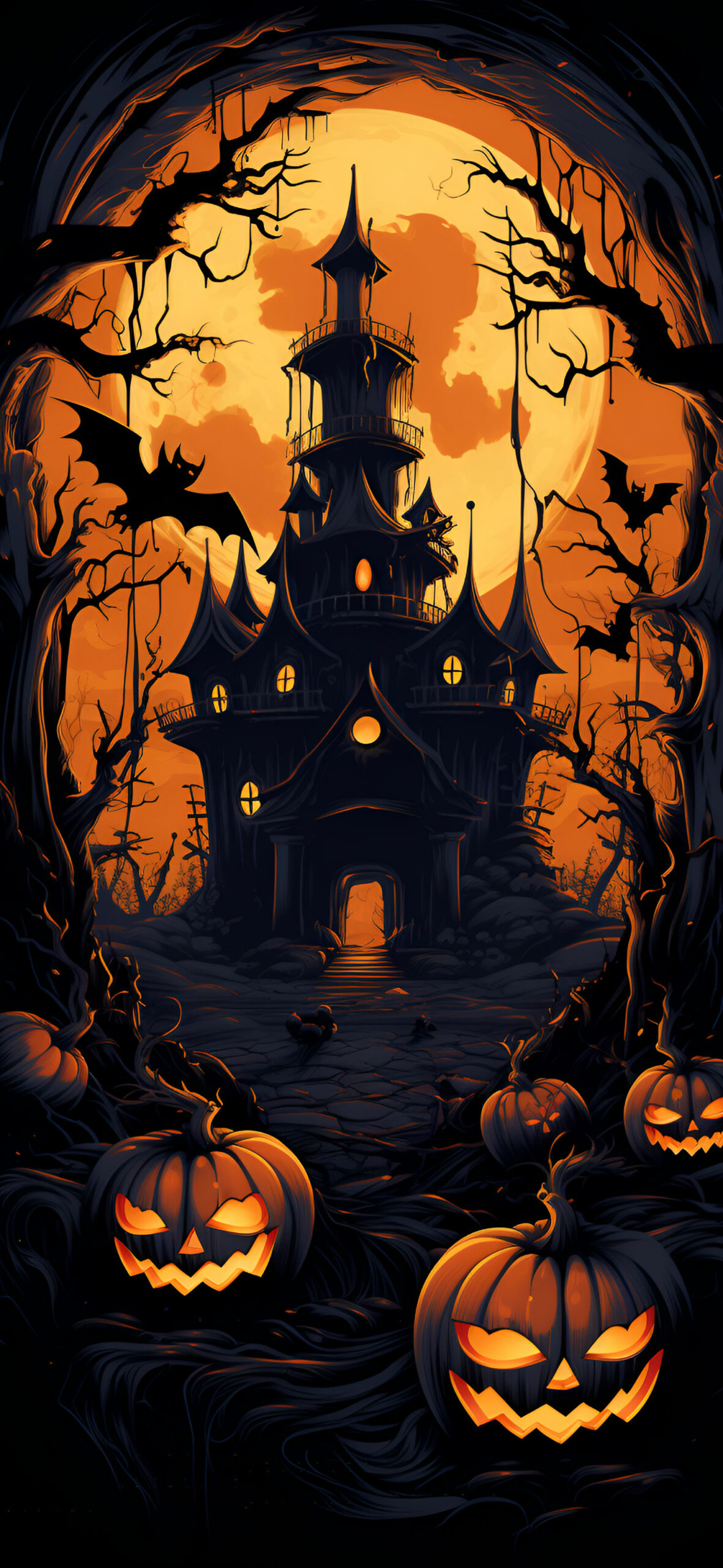 Halloween Spooky House & Jack o' lantern Wallpaper Halloween A