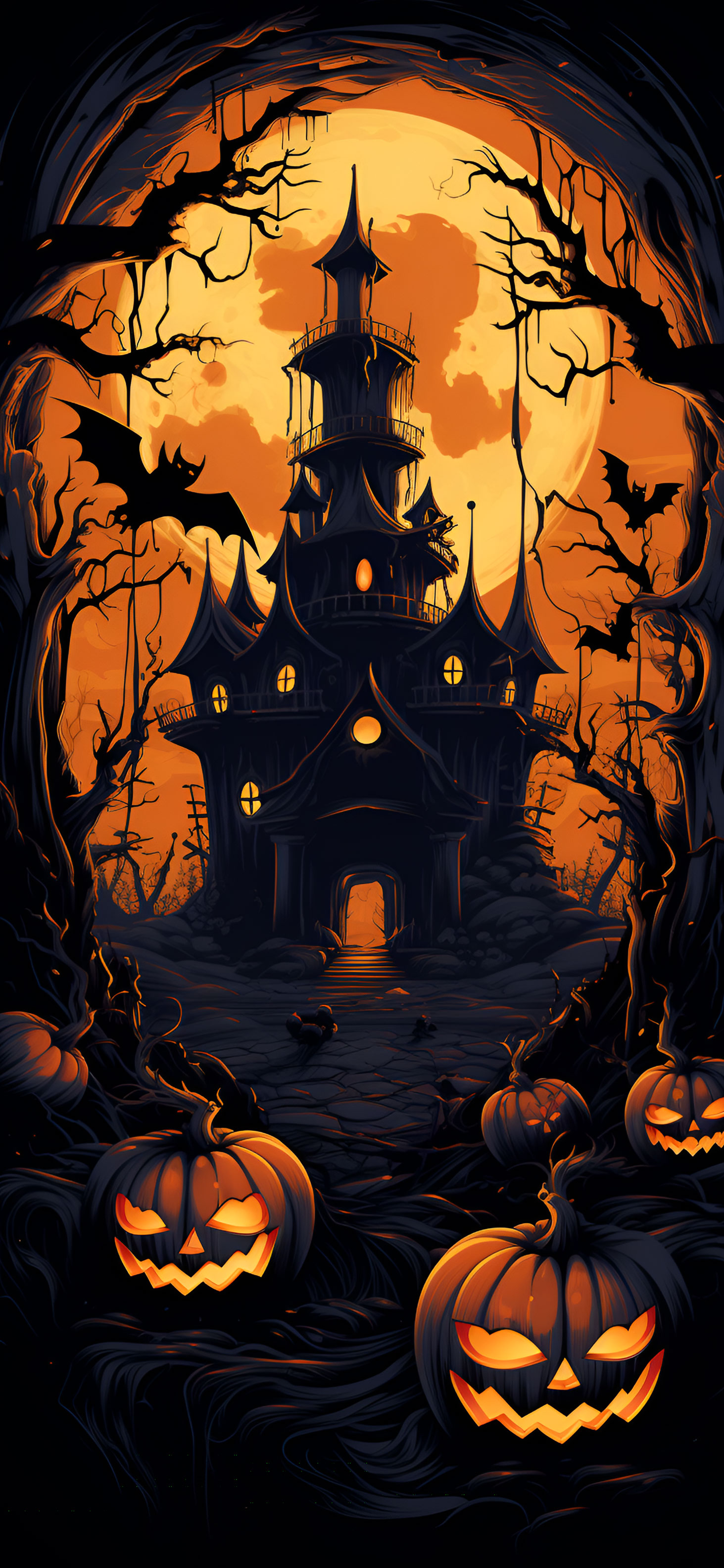 Halloween Spooky House & Jack-o'-lantern Wallpapers for iPhone