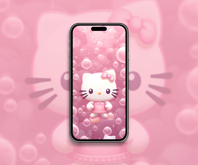 Hello Kitty & Bubble Pink Wallpaper Hello Kitty Fondo de pantalla para