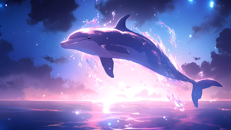 jumping dolphin pink sunset desktop wallpaper cover