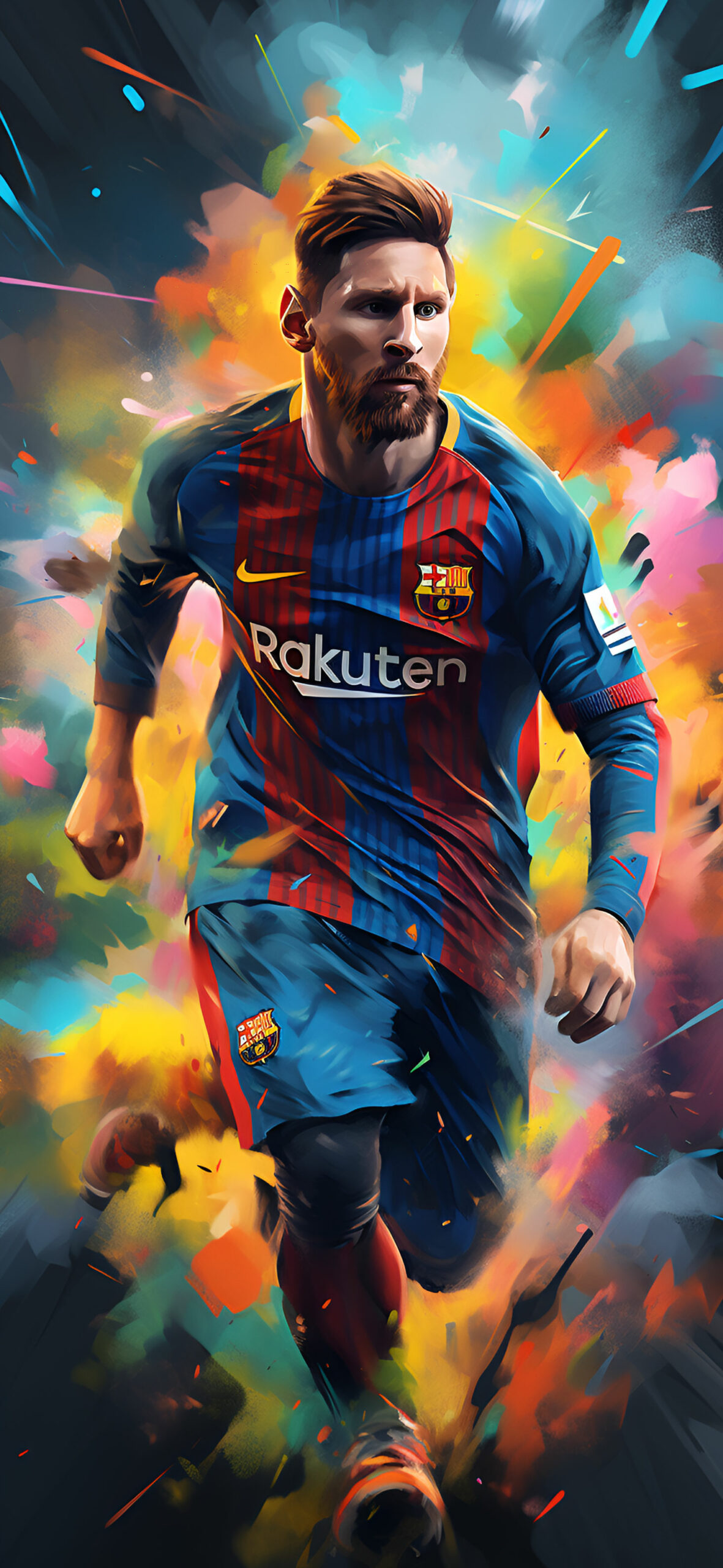 Lionel Messi in Barcelona Uniform Art Wallpaper Lionel Messi W