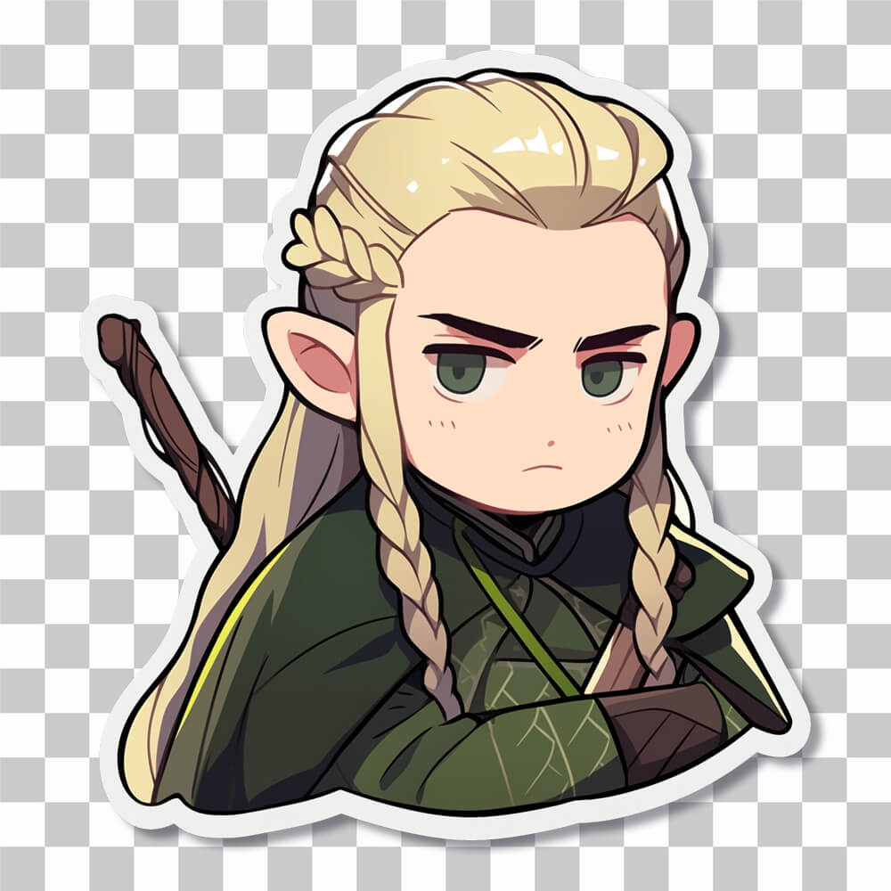 lord of the rings cute serious legolas sticker cover