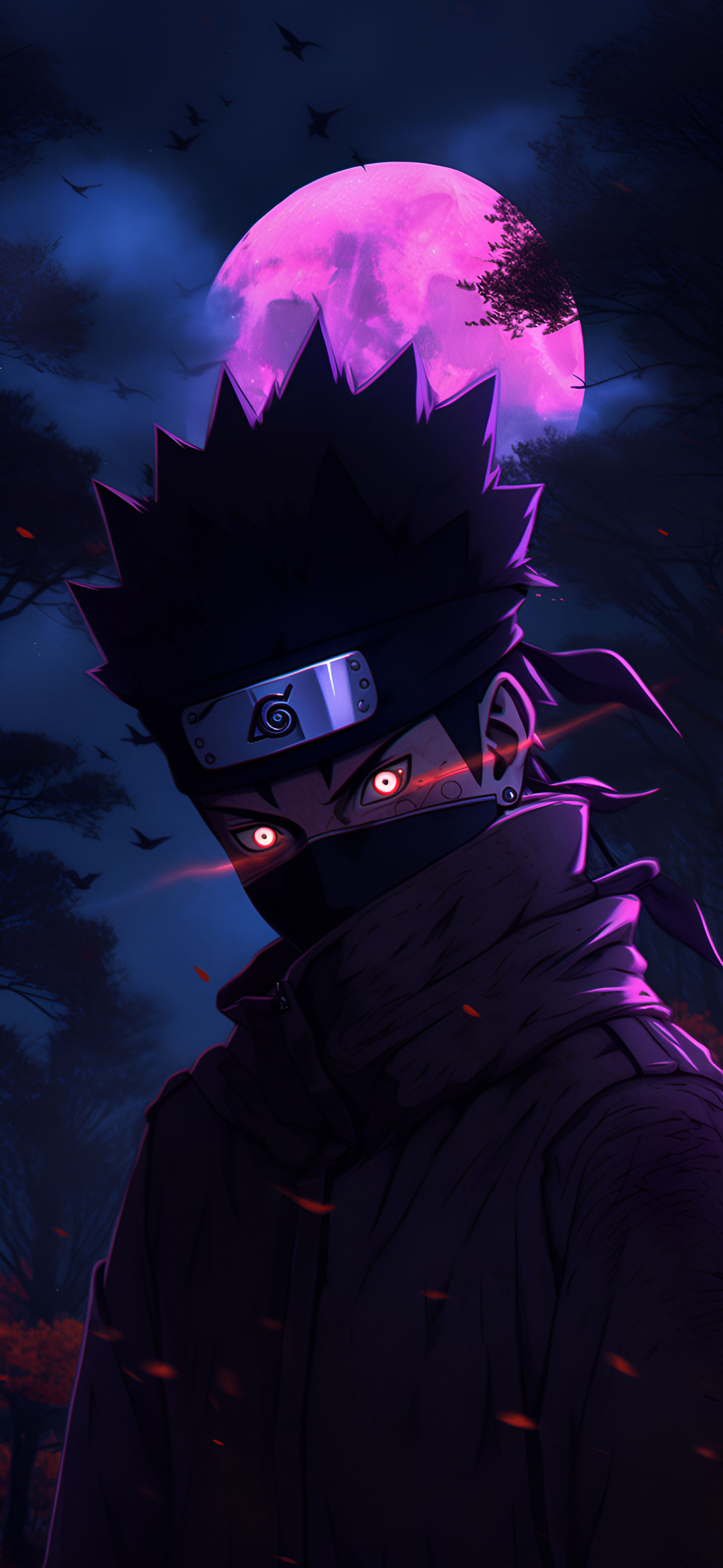 Fond d'écran de Naruto Kakashi Hatake et de la lune rose - Fond d'écran de  Kakashi