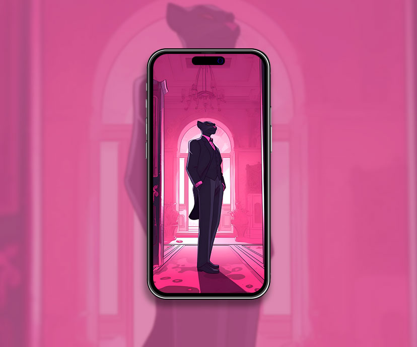 Panther in Tuxedo Pink Wallpaper Panther in Tuxedo Wallpaper f