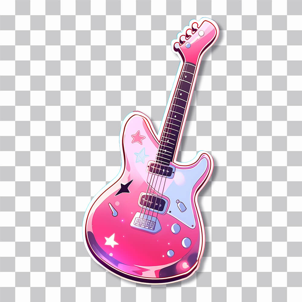 pink rock guitar sticker cover