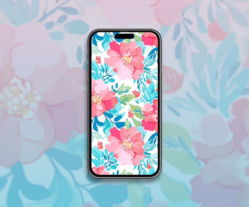 Preppy flowers pattern wallpaper Pink flowers wallpaper iphone