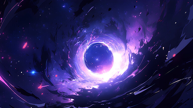 Portada de fondo de escritorio de galaxia del portal espacial púrpura