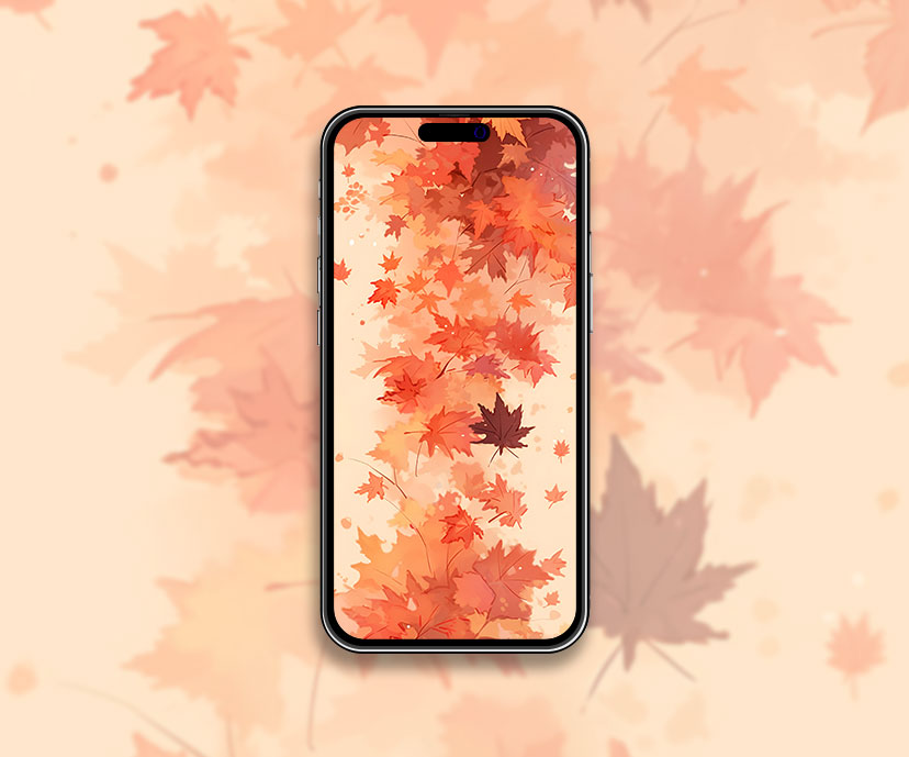 Fond d'écran rouge à motifs de feuilles d'automne Fond d'écran d'automne