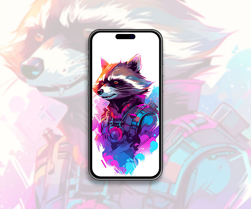 Fond d'écran d'art blanc Rocket Raccoon - Fond d'écran esthétique Marvel