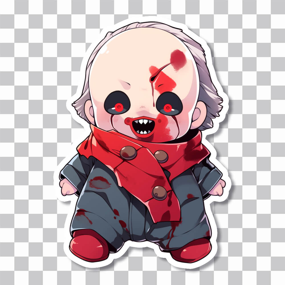 scary doll halloween sticker cover