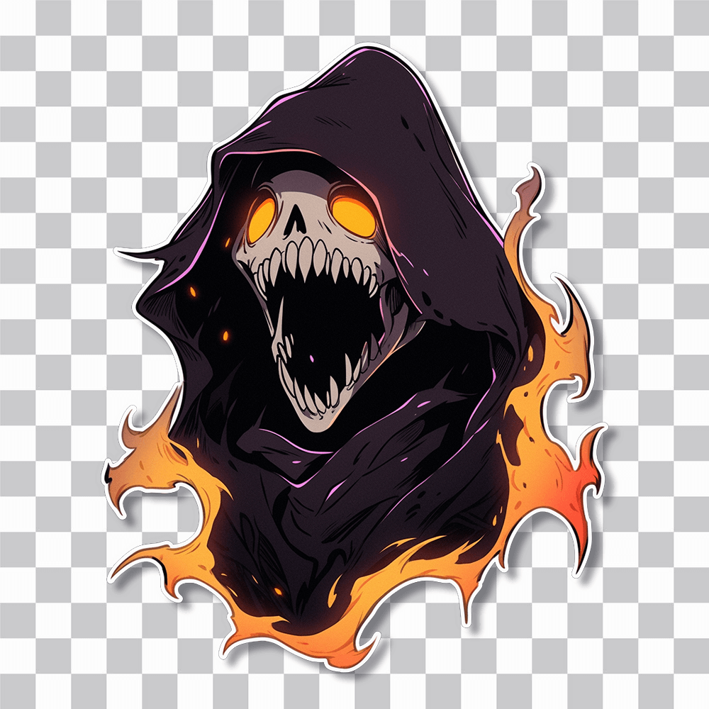 scary halloween monster in cloak sticker cover