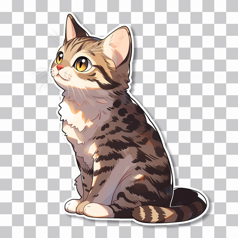 sitting tabby cat sticker cover