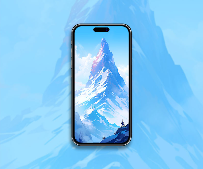 Snow covered mountain against a blue sky wallpaper Nature aest