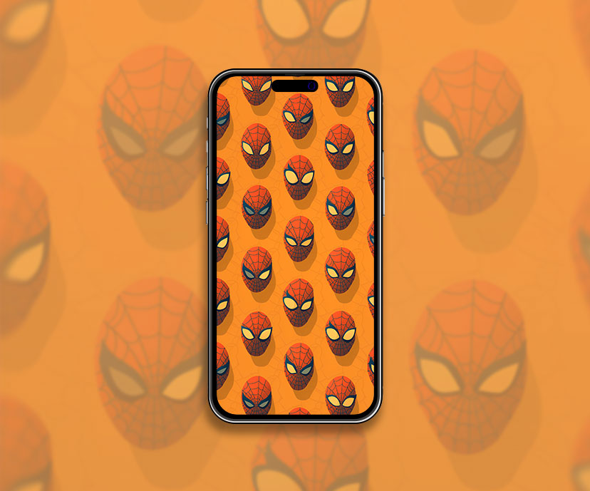 Papel pintado con patrón infundido naranja de Spider man Estética Marvel w