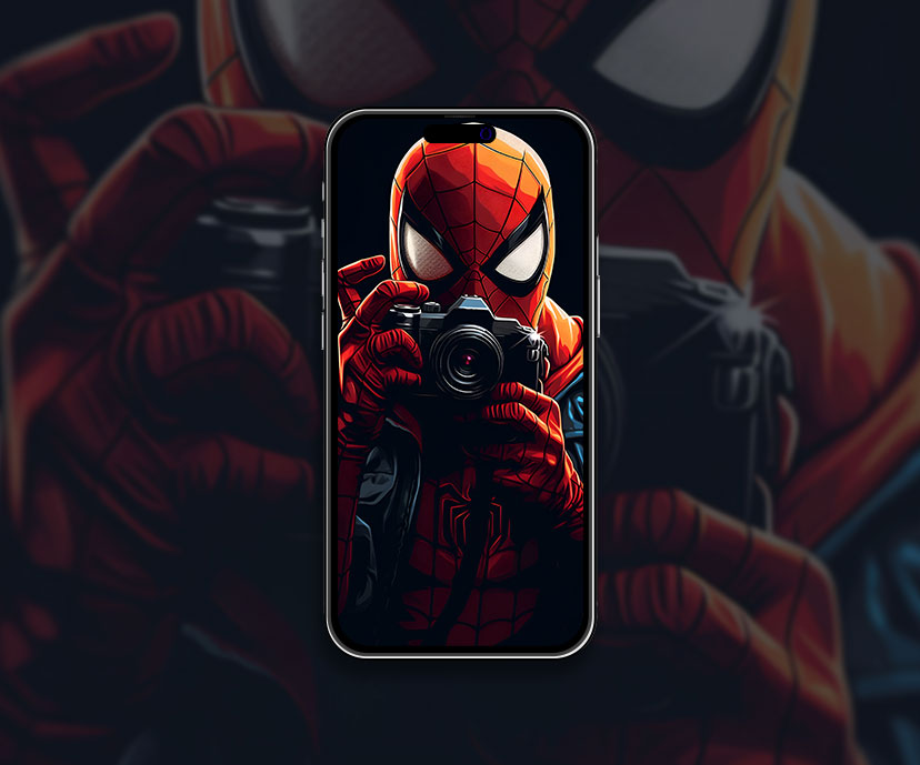 Fond d'écran Marvel de Spider-Man avec un appareil photo Fond d'écran de Spider-Man
