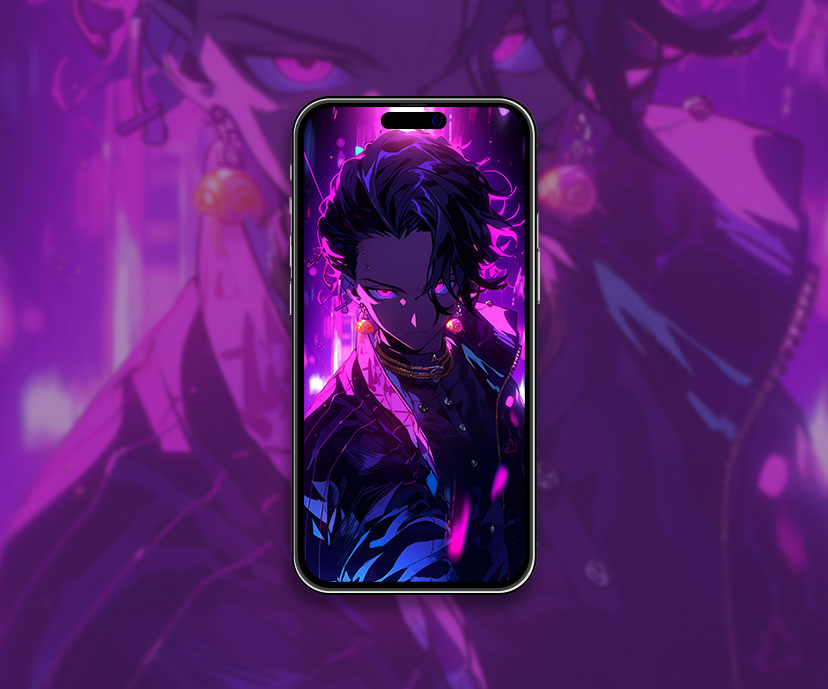 Fond d'écran violet élégant d'un garçon anime