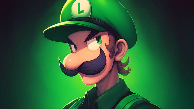 Fond d'écran pc pour ordinateur de bureau Super Mario Luigi vert foncé