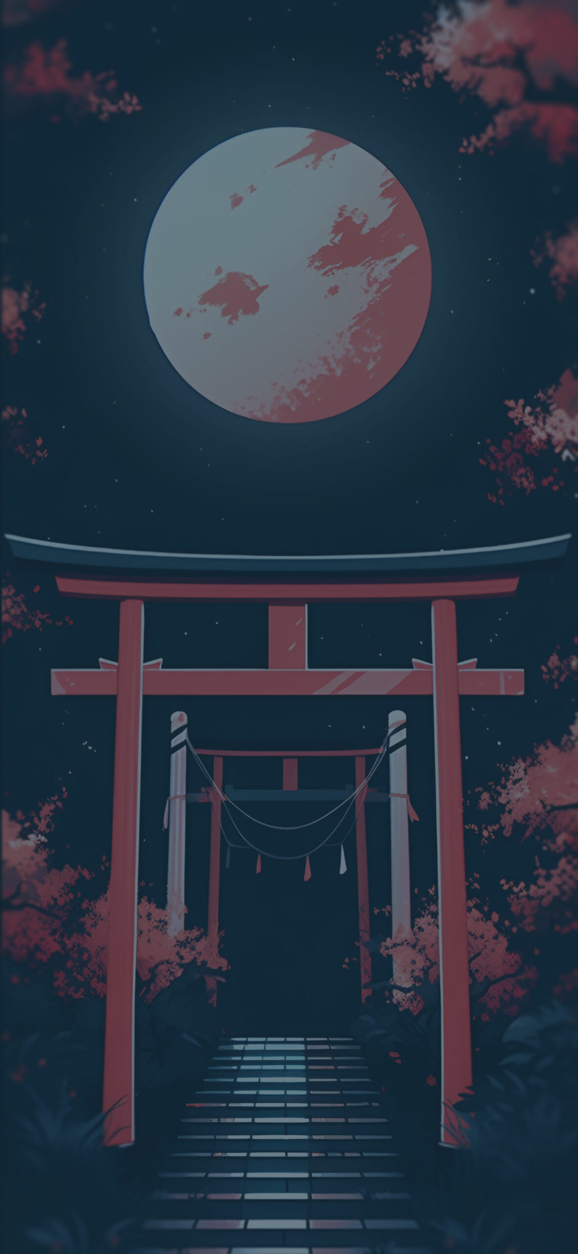 Aesthetic japanese arch & full moon wallpaper Japanese style a