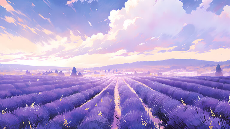 aesthetic lavender fields clouds desktop wallpaper cover