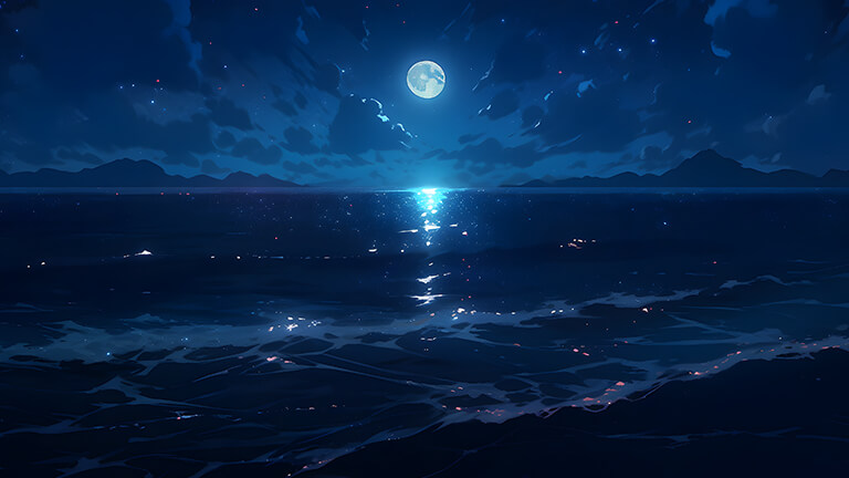 aesthetic night ocean desktop wallpaper cover