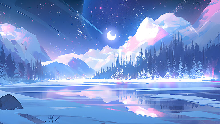 Fond d'écran de bureau 4K avec le ciel nocturne et un lac en Alaska en couverture