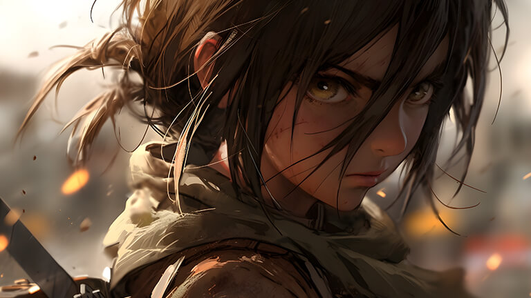 AOT réaliste Mikasa Ackerman Couverture de fond d’écran