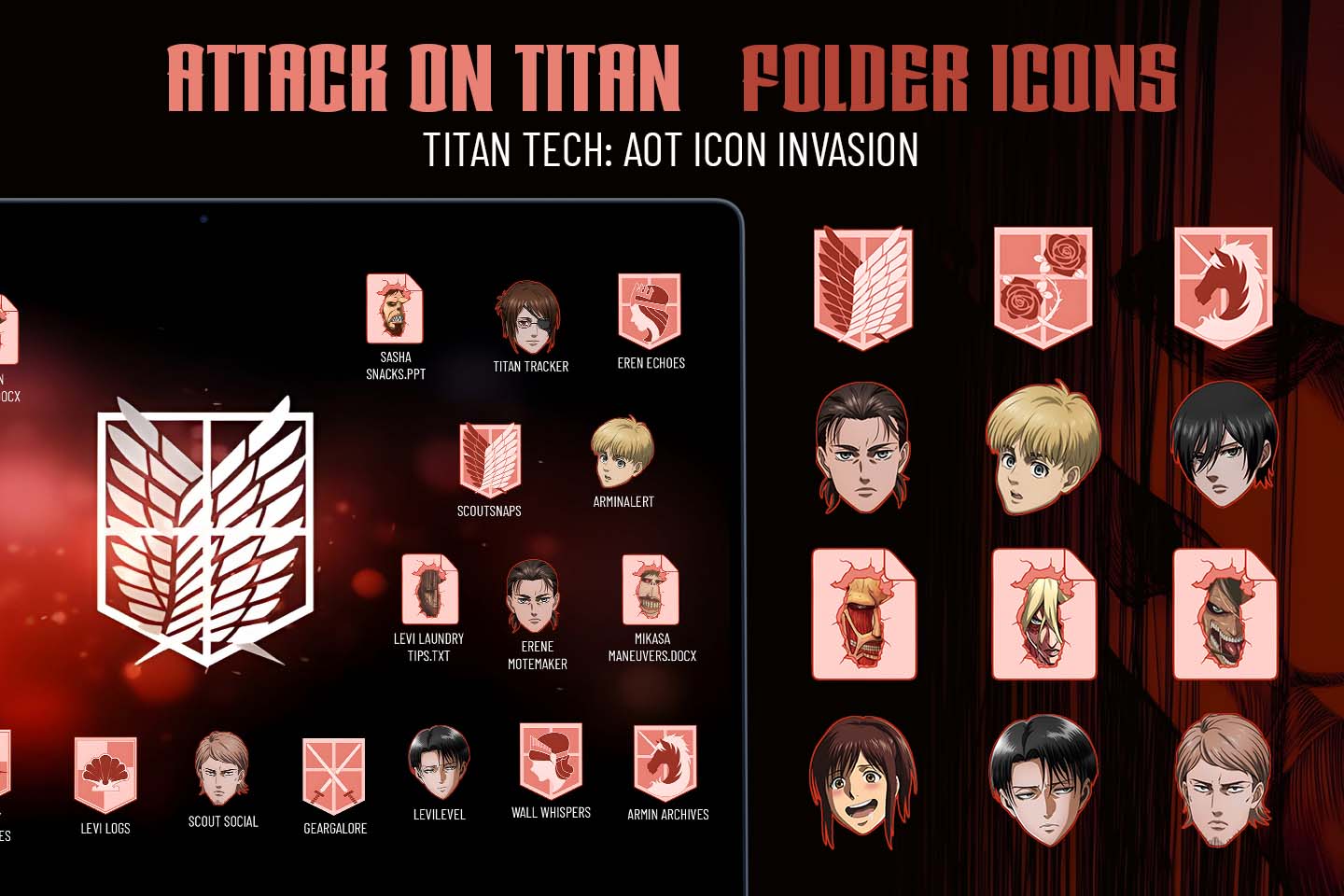 attaque sur titan dossier icônes pack