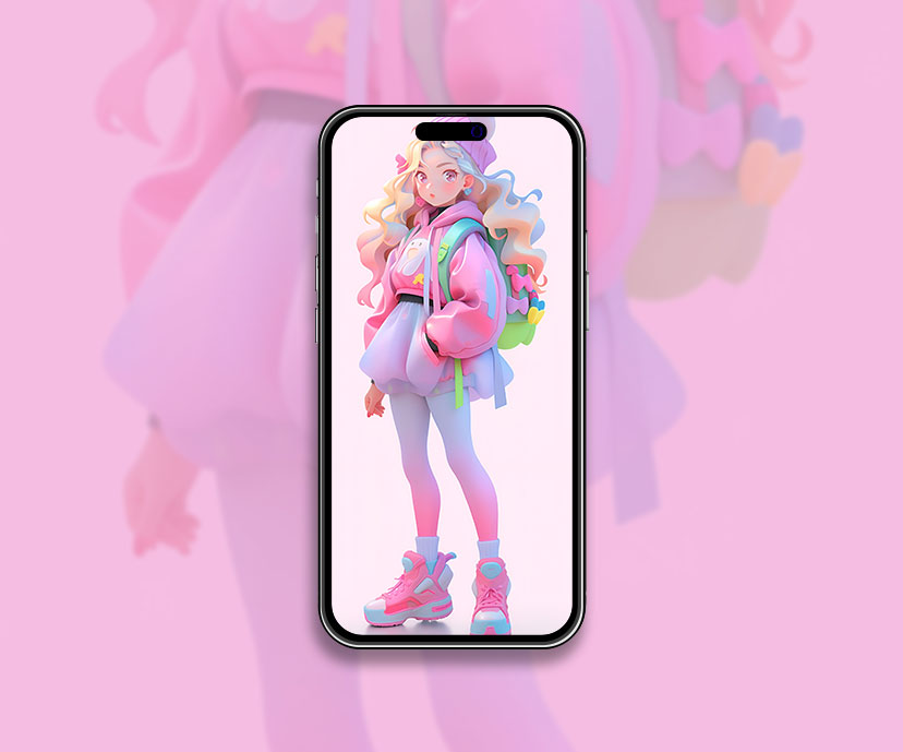 Barbie estilo pastel 3D fondo de pantalla Bonito fondo de pantalla estético ip