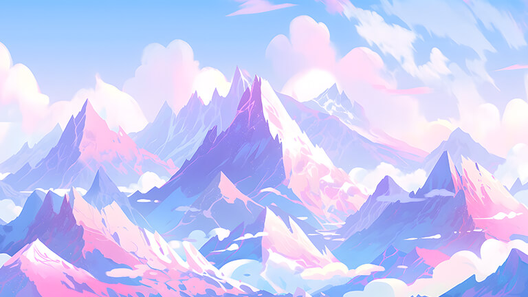 hermosa portada de fondo de escritorio de montañas pastel