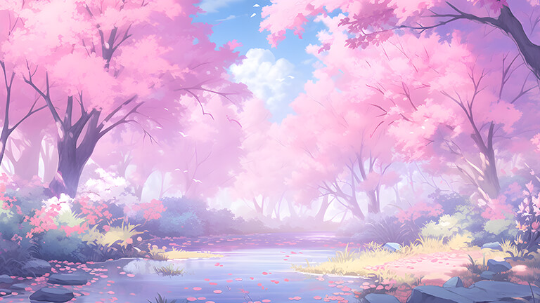 beautiful pink forest desktop wallpaper cover