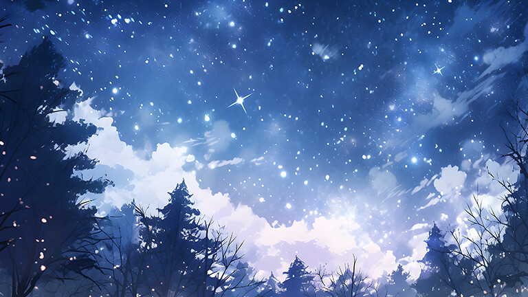 hermoso cielo invernal lleno de estrellas cubierta de fondo de escritorio