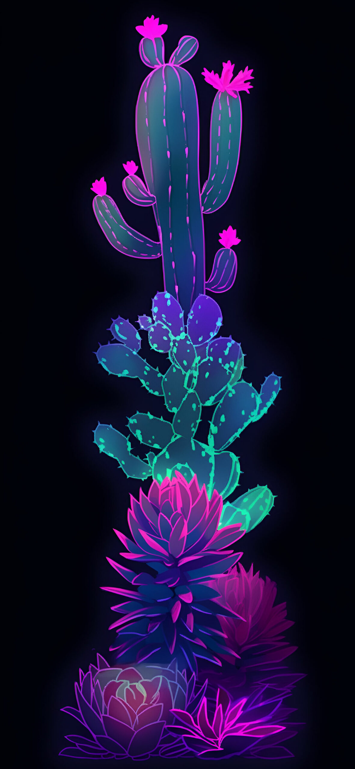 Blooming neon purple cactus wallpaper Fantasy aesthetic wallpa