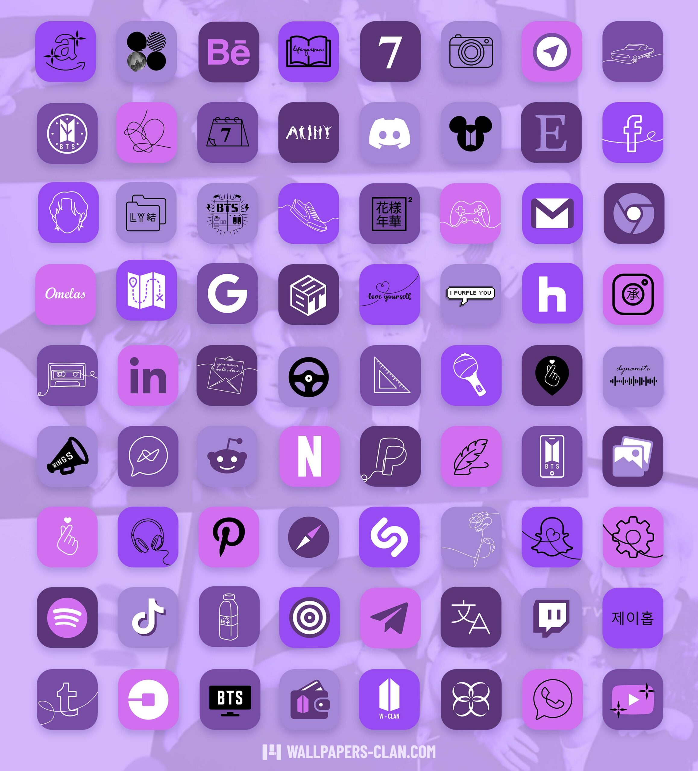 bts purple app icons pack preview 2