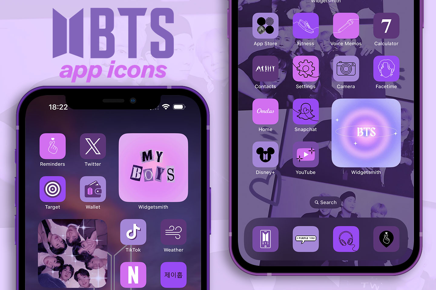 bts purple app icons pack