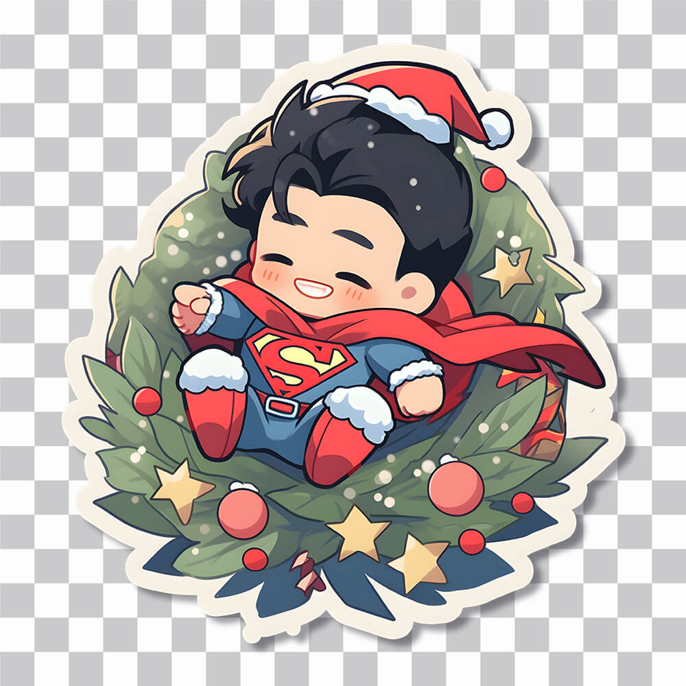 chibi superman christmas sticker cover