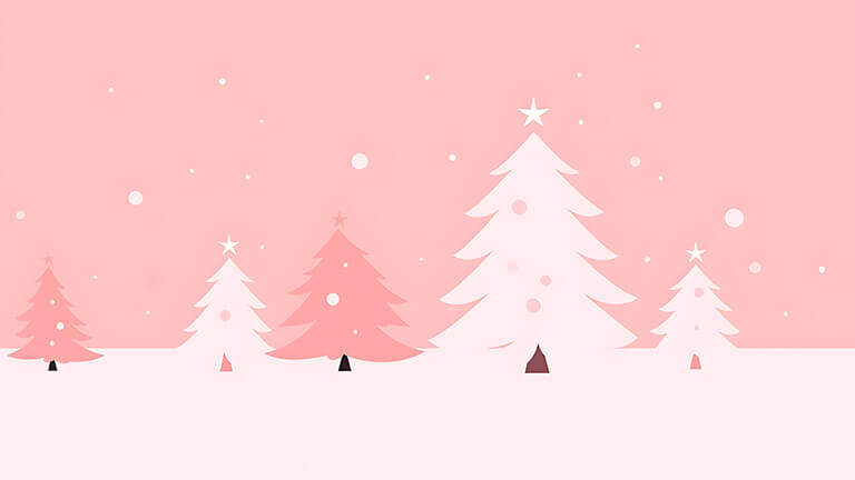 christmas trees white pink minimalist desktop wallpaper cover