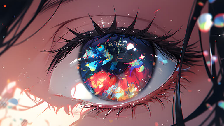 colorful eye anime girl desktop wallpaper cover