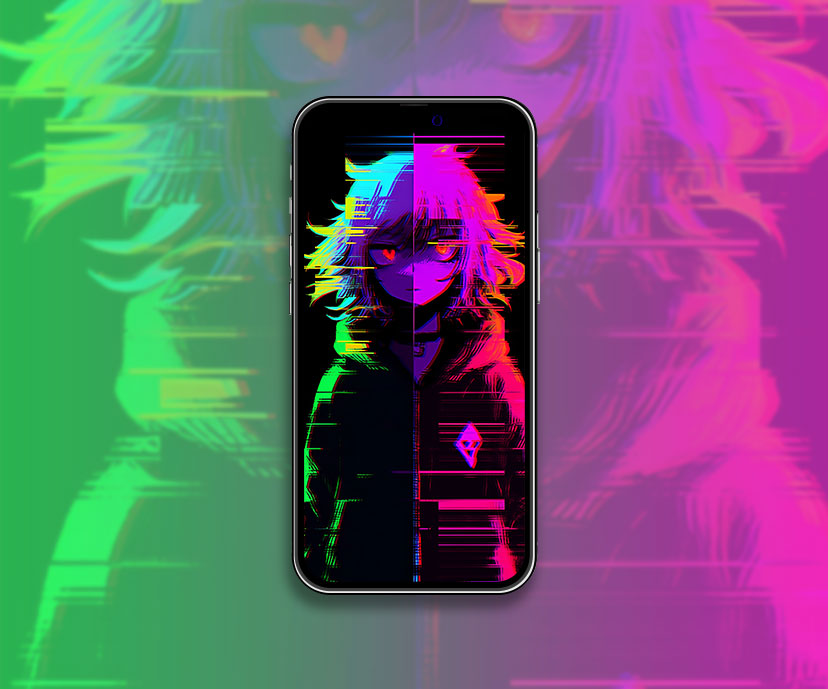 Cool neon girl glitch wallpaper Dark background wallpaper ipho