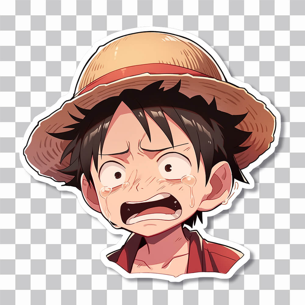 crying monkey d luffy one piece sticker cover