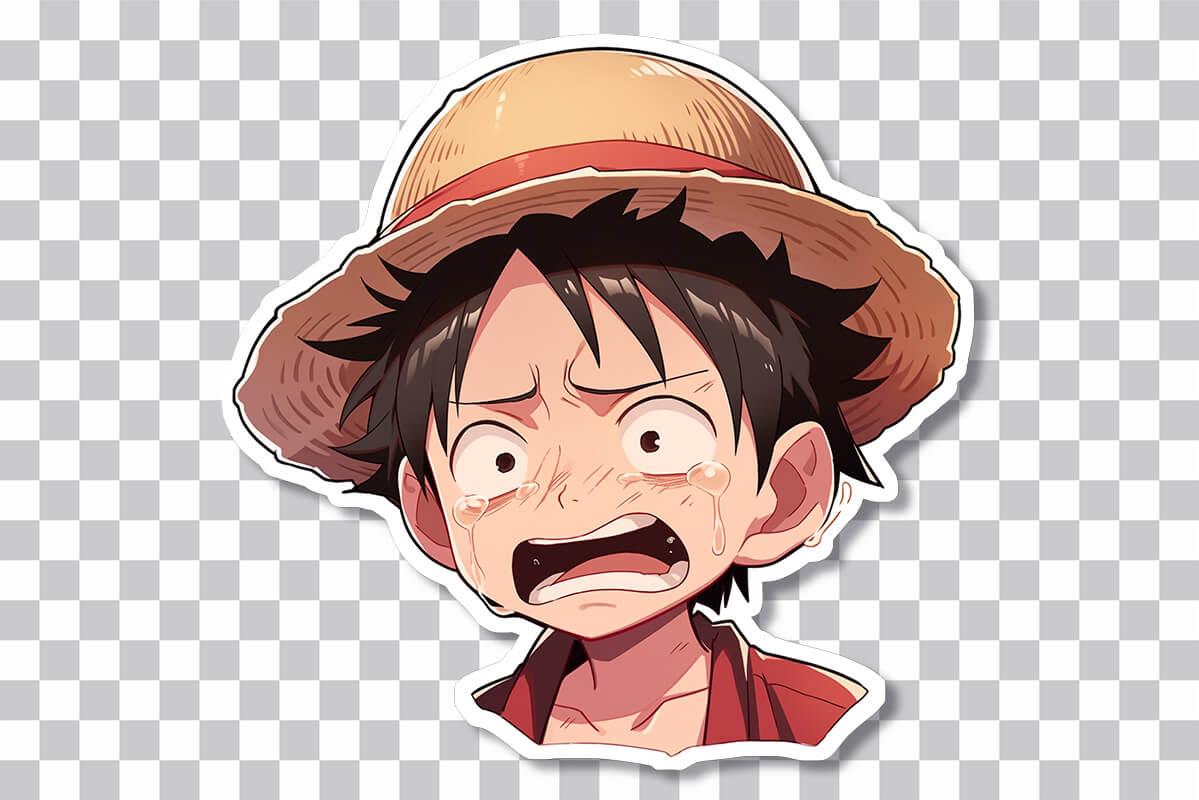 Téléchargement gratuit de Crying Monkey D. Luffy One Piece Sticker PNG