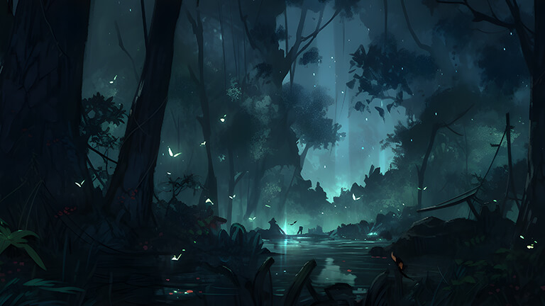 dark magical forest desktop wallpaper cover