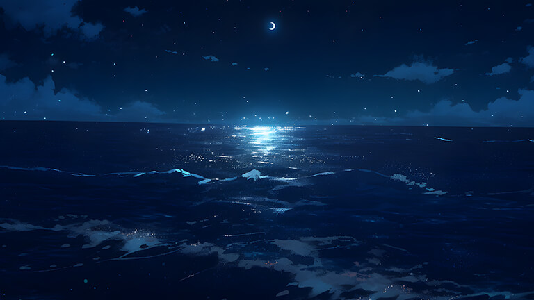 dark night over ocean desktop wallpaper cover