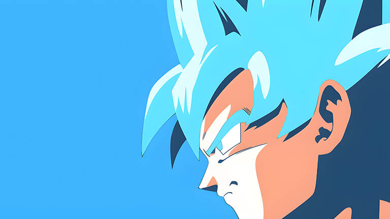 Fond d'écran pc de bureau avec Goku de Dragon Ball en Super Saiyan Blue en couverture