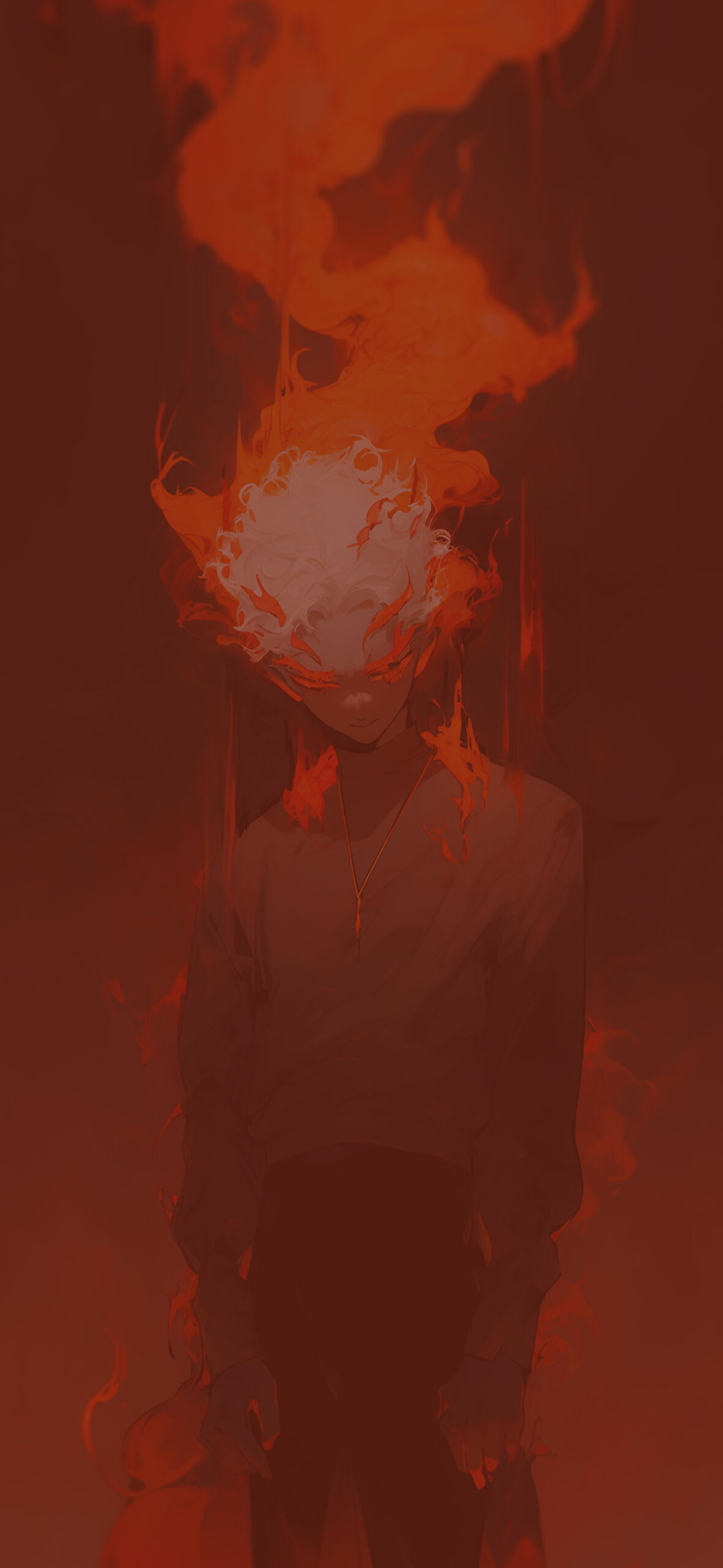Fiery demon with white hair wallpaper Cool fantasy art wallpap
