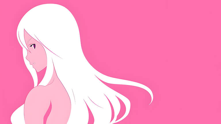 girl looking side pink minimalist desktop wallpaper cover